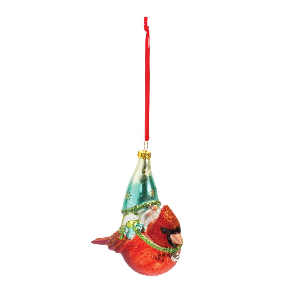 Gnome and Cardinal Ornament (Set of 6) 4.5"H Glass. Picture 2