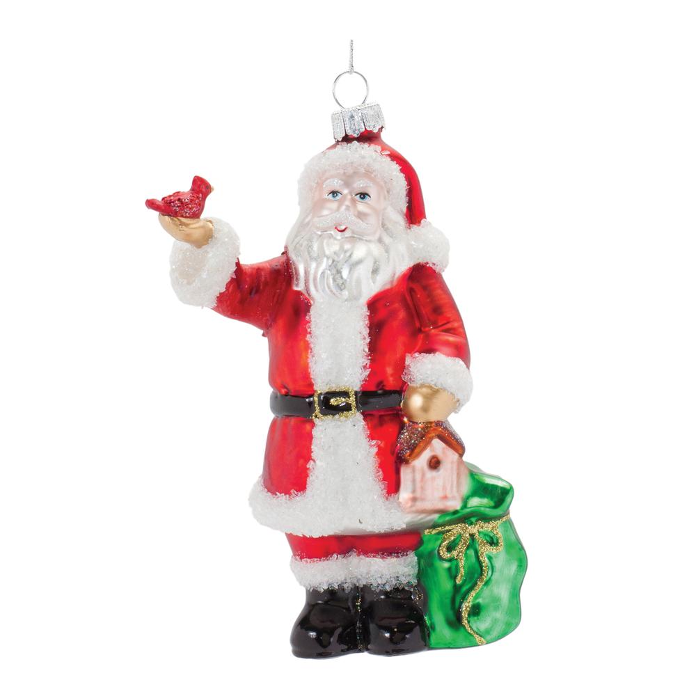 Santa Ornament (Set of 6) 6.25"H Glass. Picture 1