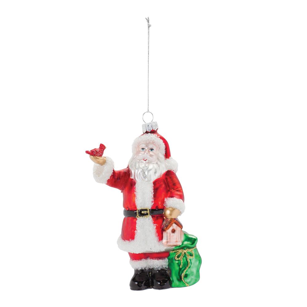 Santa Ornament (Set of 6) 6.25"H Glass. Picture 2