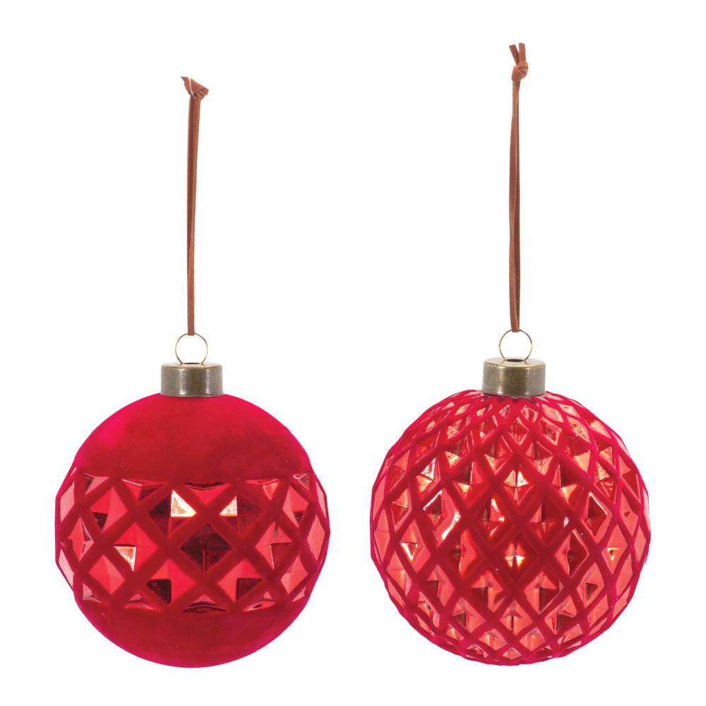 Ball Ornament (Set of 12) 4"D Glass. Picture 2