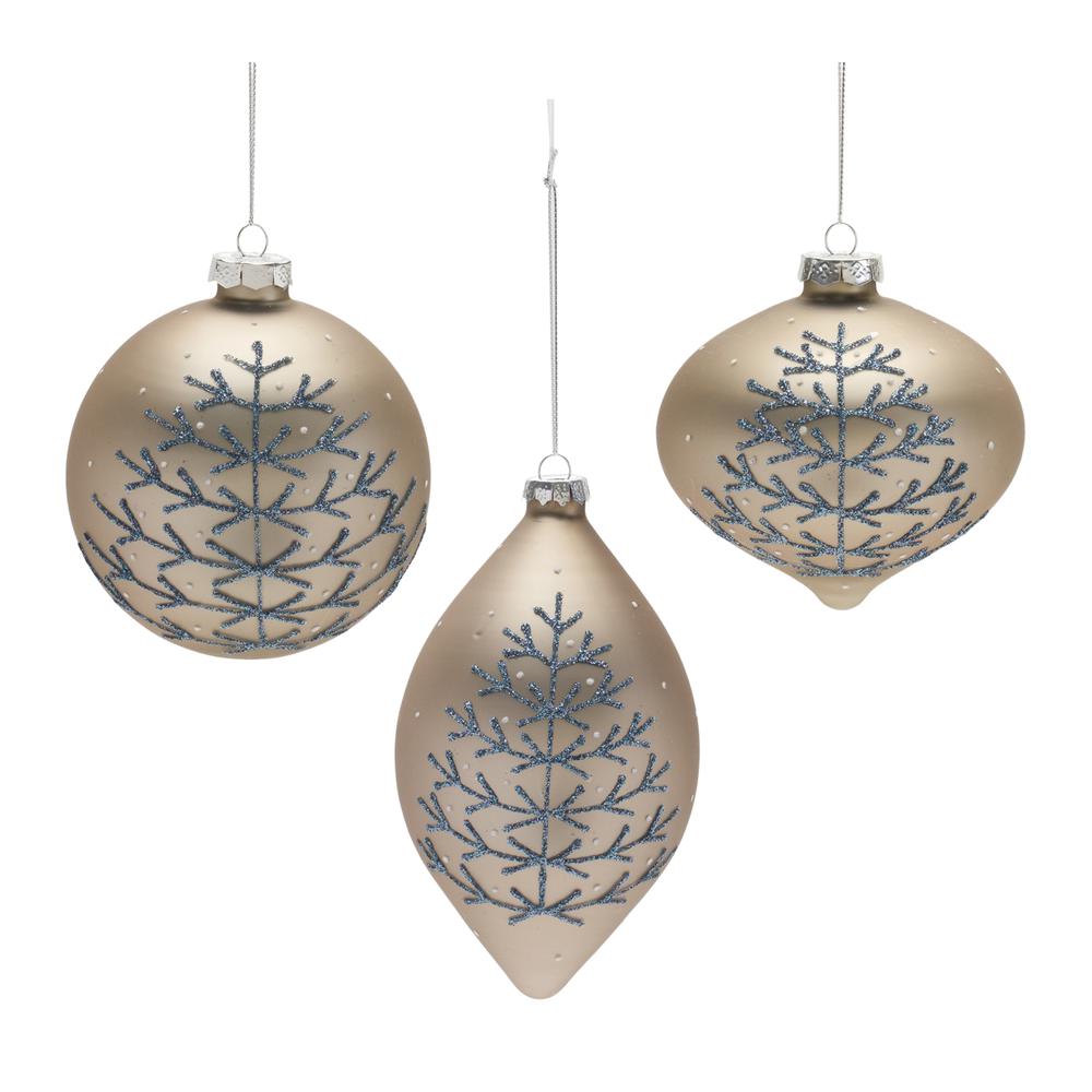Ornament (Set of 6) 4"H, 4"H, 6.25"H Glass. Picture 1