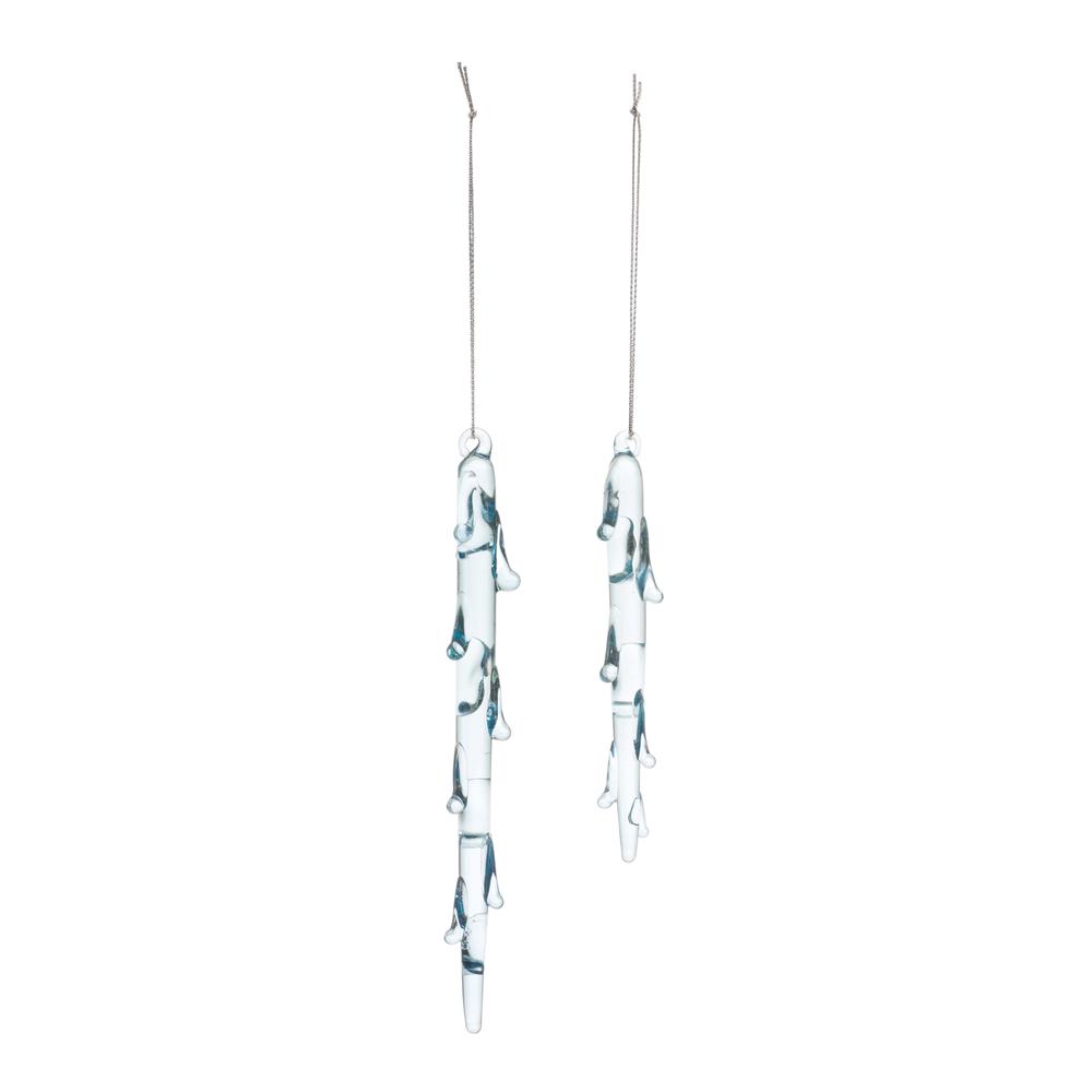 Icicle Ornament (Set of 12) 5"H, 7"H Glass. Picture 2