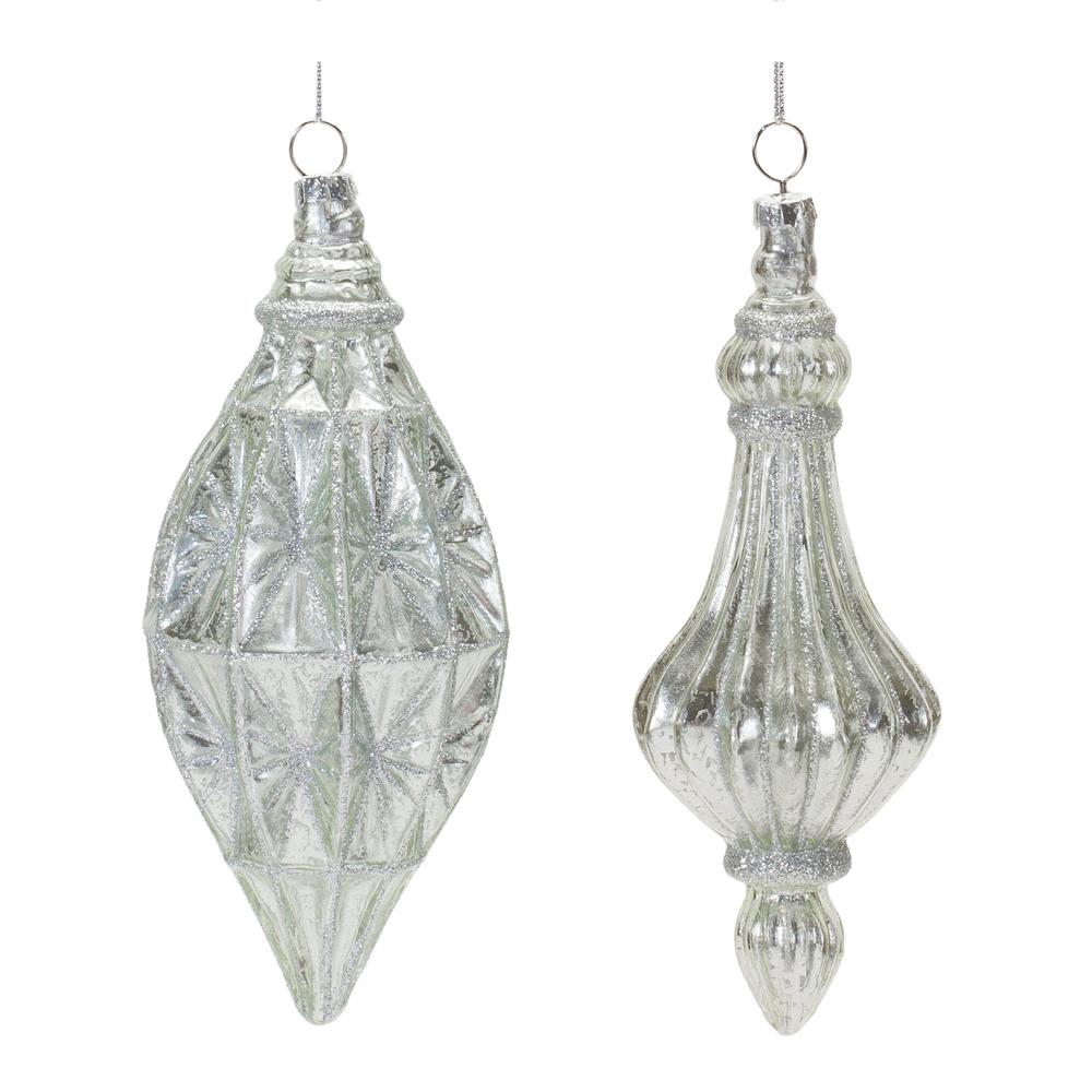 Drop Ornament (Set of 12) 6.75"H, 7"H Glass. Picture 1