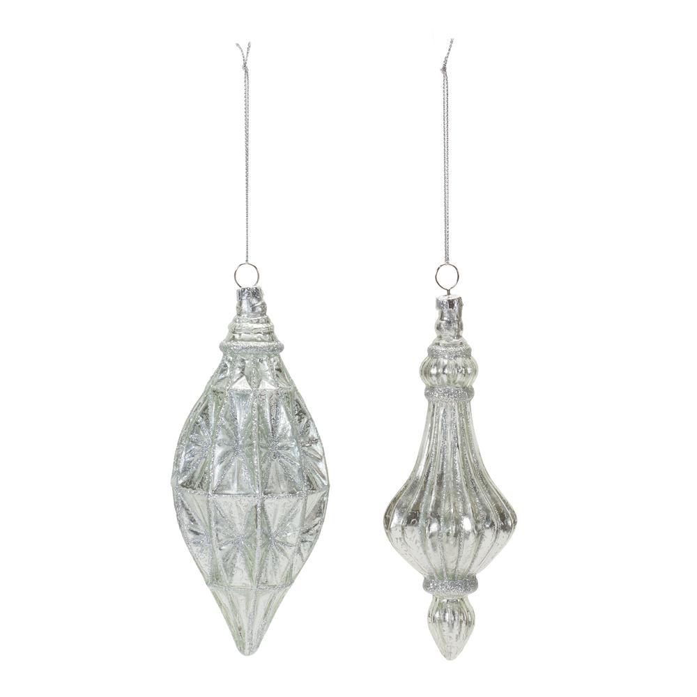 Drop Ornament (Set of 12) 6.75"H, 7"H Glass. Picture 2