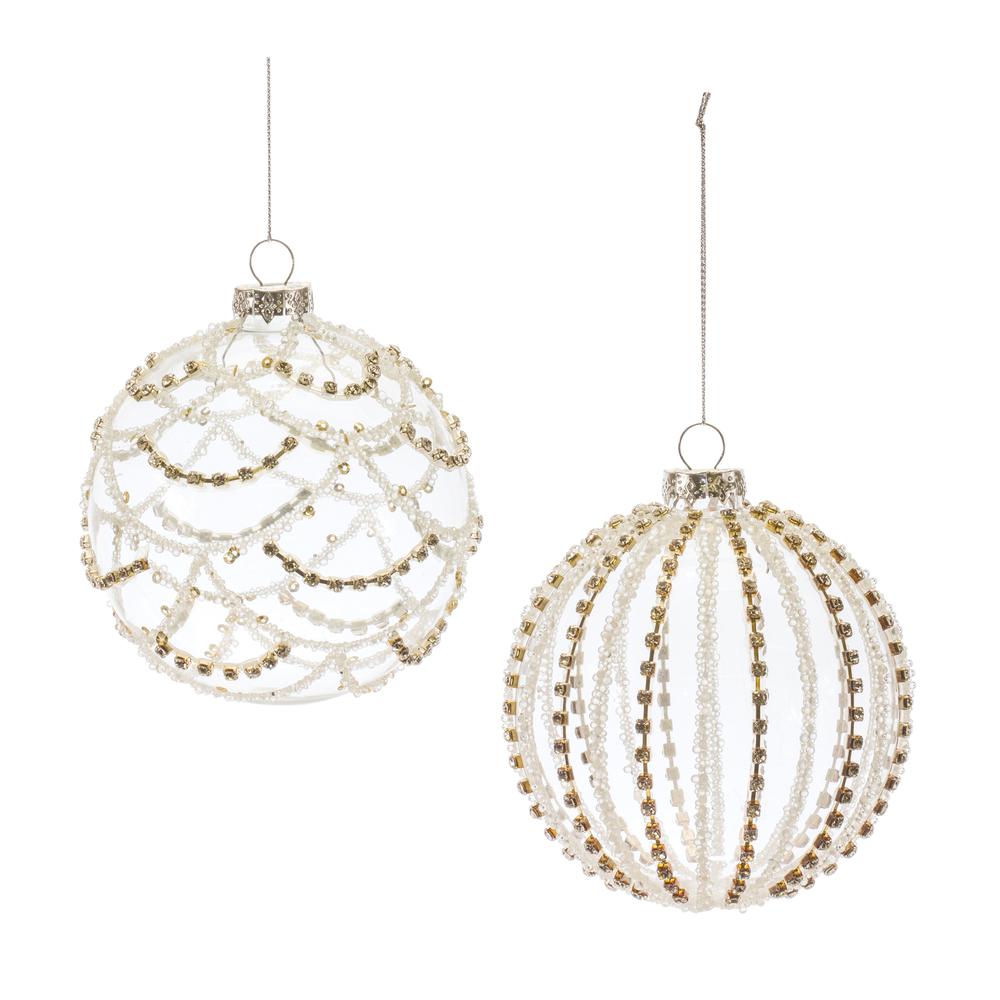 Ball Ornament (Set of 6) 4"D Glass. Picture 1