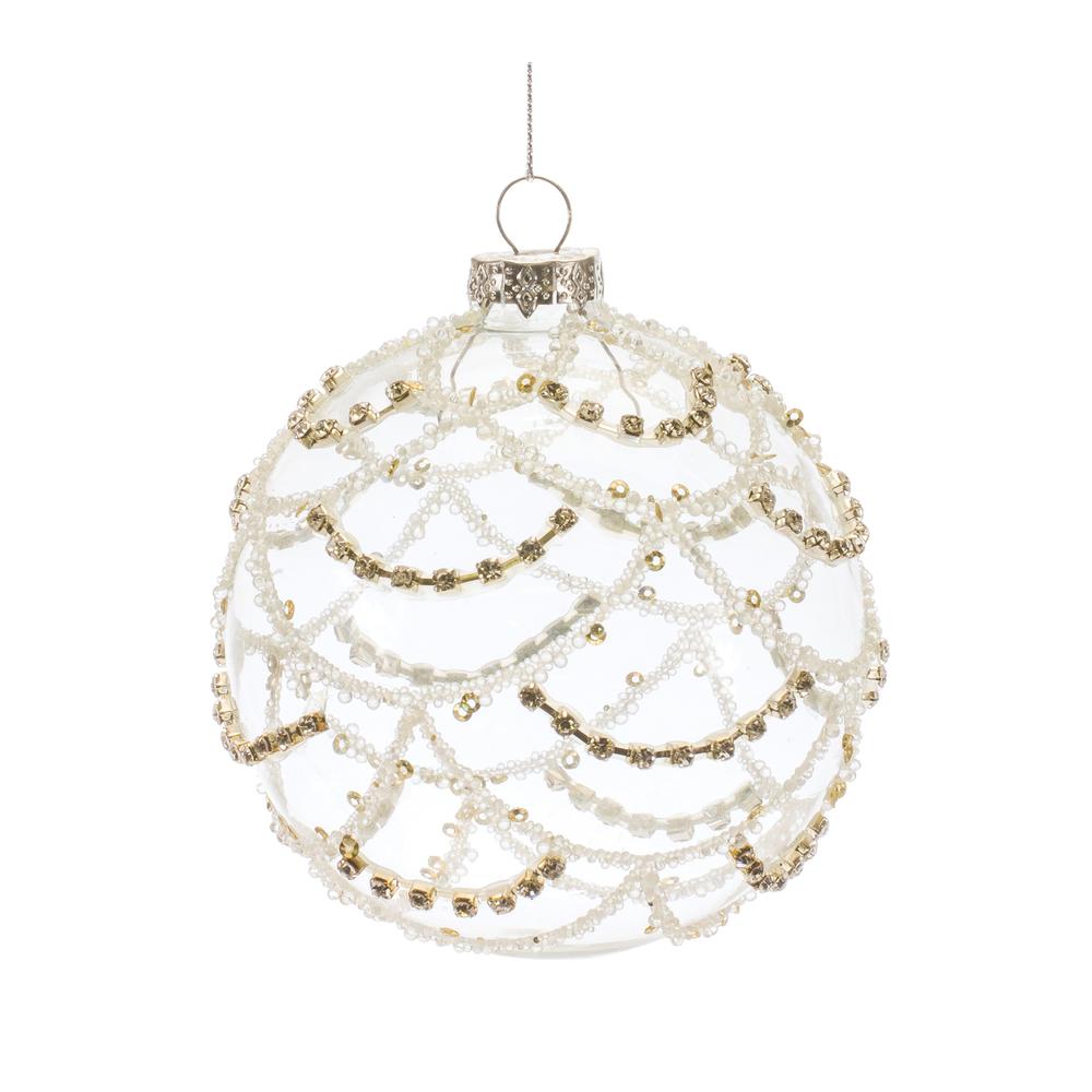 Ball Ornament (Set of 6) 4"D Glass. Picture 2