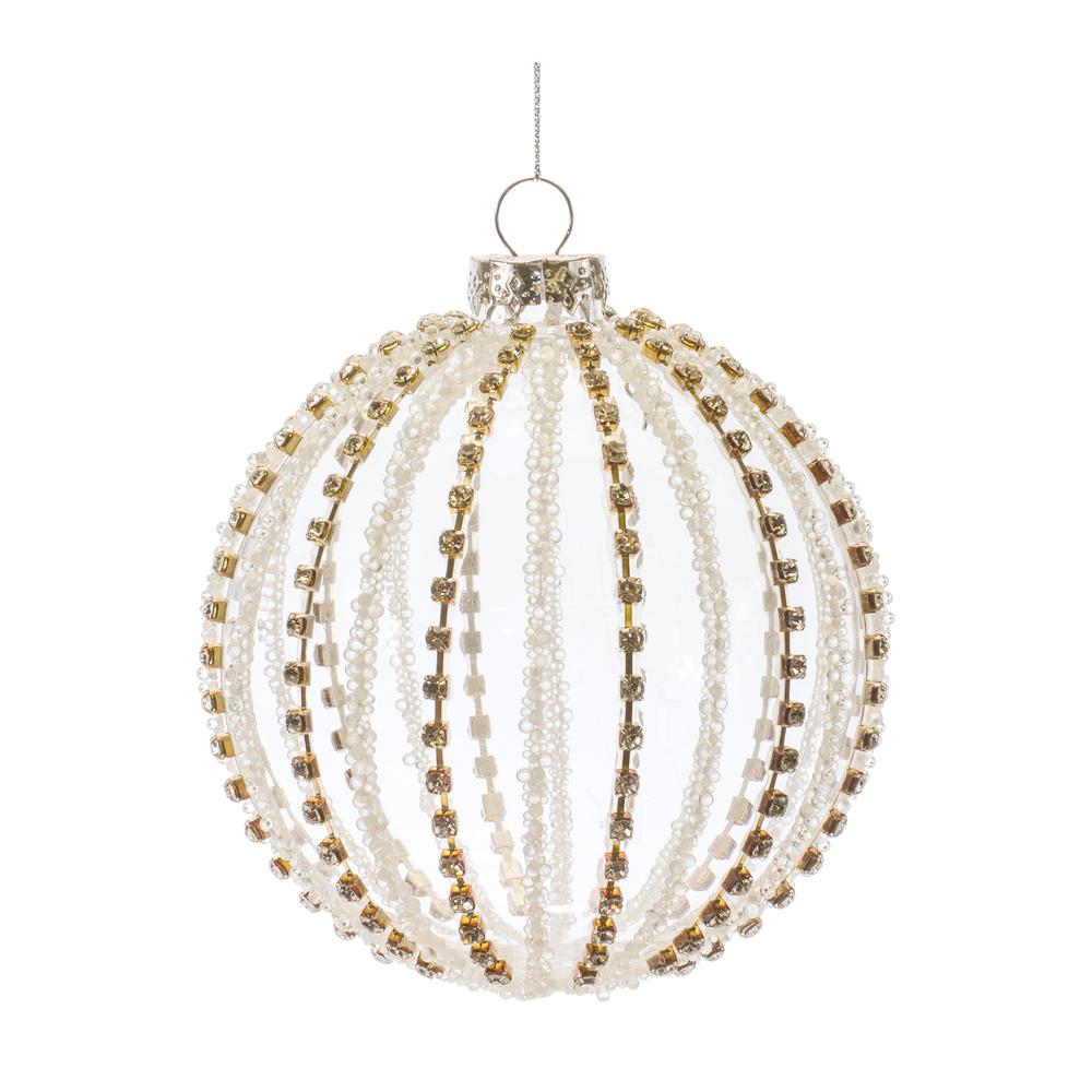Ball Ornament (Set of 6) 4"D Glass. Picture 3