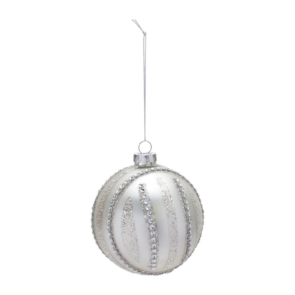 Ball Ornament (Set of 6) 4"D Glass. Picture 2