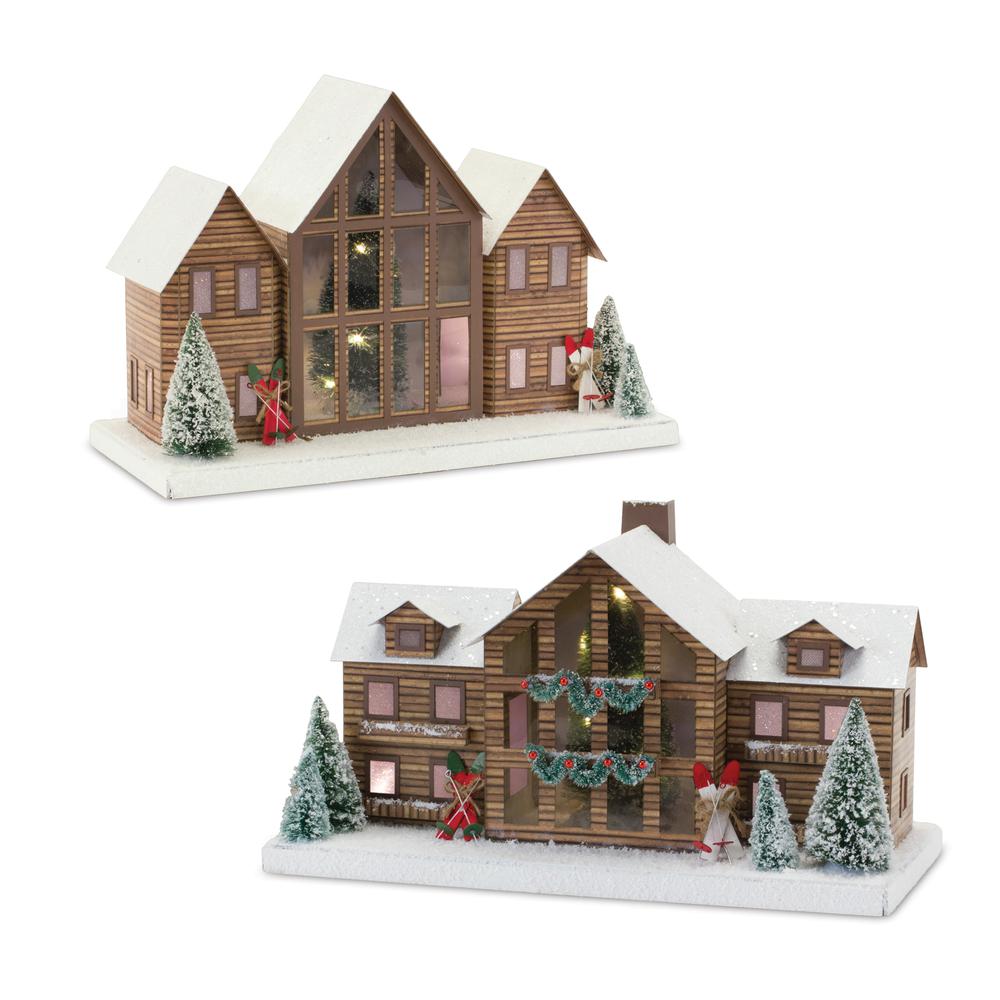 Ski Lodge (Set of 2) 14.75"L x 8.25"H, 14.75"L x 9.75"H Paper/Plastic. Picture 1