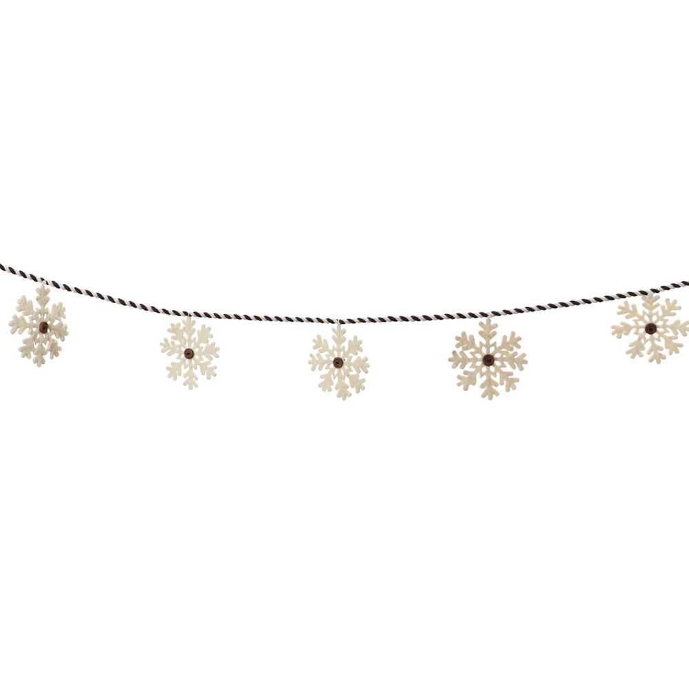 Snowflake Garland (Set of 2) 5.5'L Cotton/Wool. Picture 1