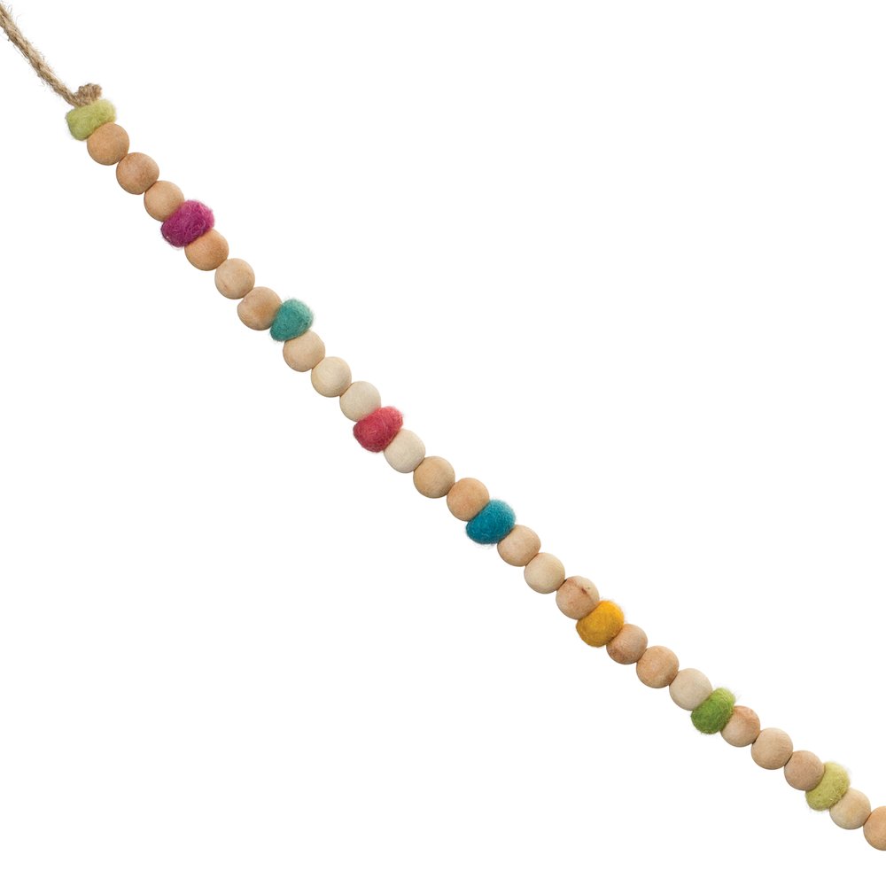 Bead Garland (Set of 2) 6'L Wood/Wool. Picture 1