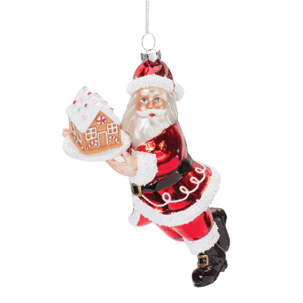 Santa w/Gingerbread (Set of 6) 6.5"H Glass. Picture 1