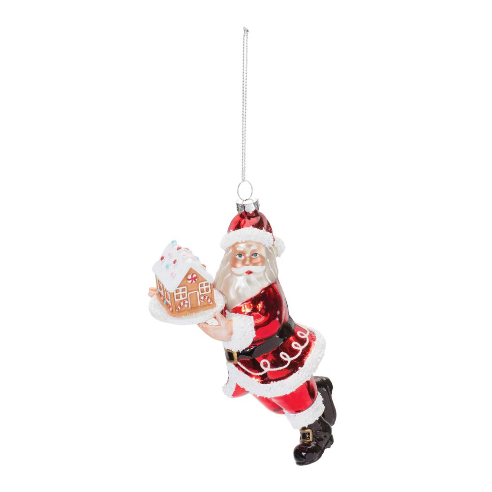 Santa w/Gingerbread (Set of 6) 6.5"H Glass. Picture 2