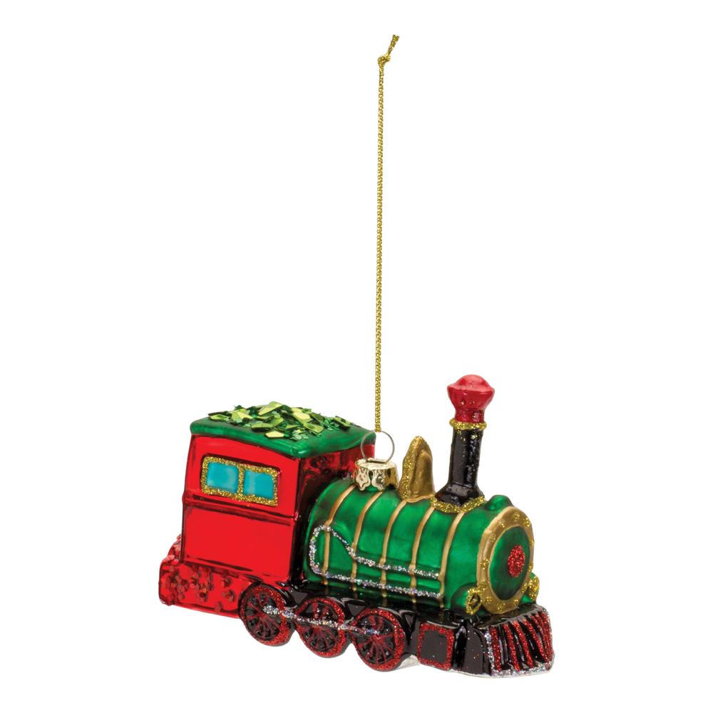 Train Ornament (Set of 6) 4.25"L x 3"H Glass. Picture 2