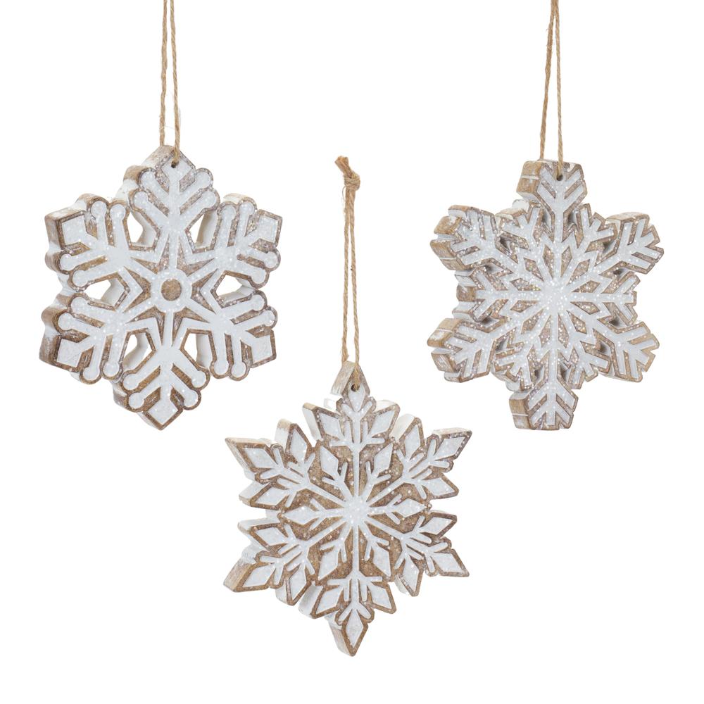 Snowflake Ornament (Set of 3) 4.75"H Resin. Picture 1