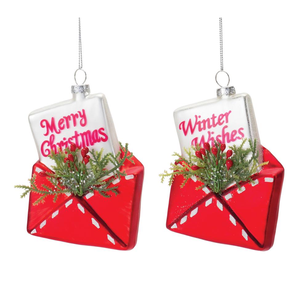 Envelope Ornament (Set of 12) 5"H Glass. Picture 1