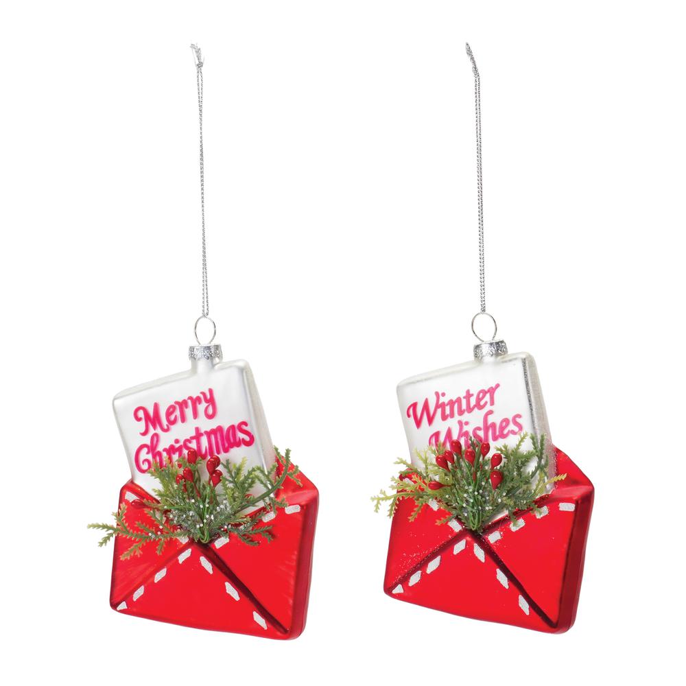 Envelope Ornament (Set of 12) 5"H Glass. Picture 2