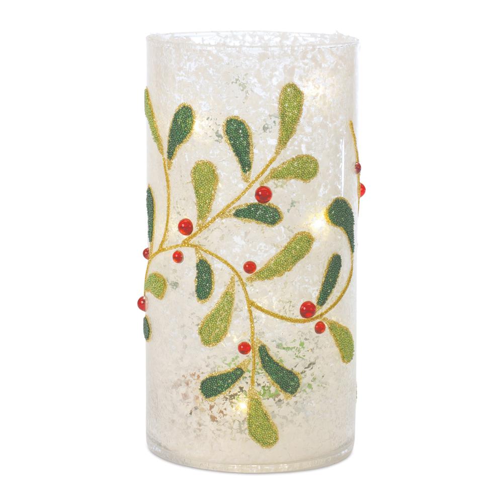 Mistletoe Candle Holder (Set of 2) 7.75"H Glass. Picture 1