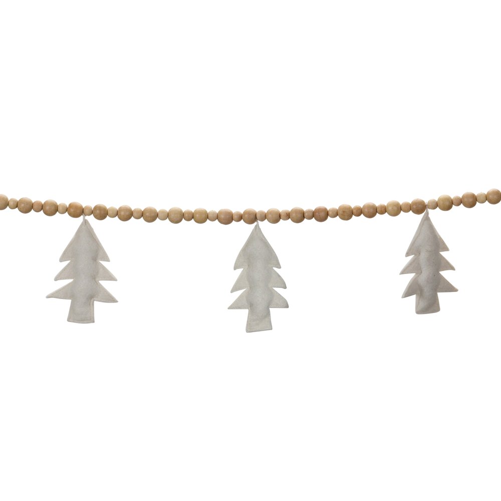 Bead and Tree Garland (Set of 2) 6'L Wood/Wool. Picture 1