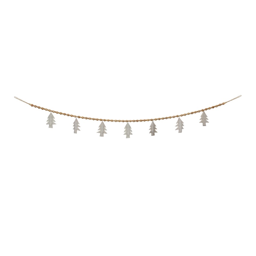 Bead and Tree Garland (Set of 2) 6'L Wood/Wool. Picture 2