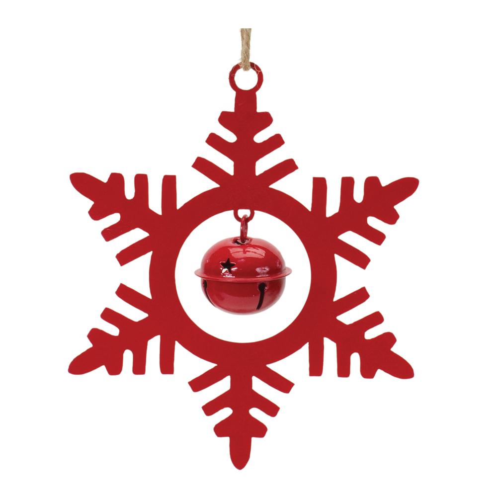 Snowflake Ornament w/Bell (Set of 12) 6.5"H Iron. Picture 1