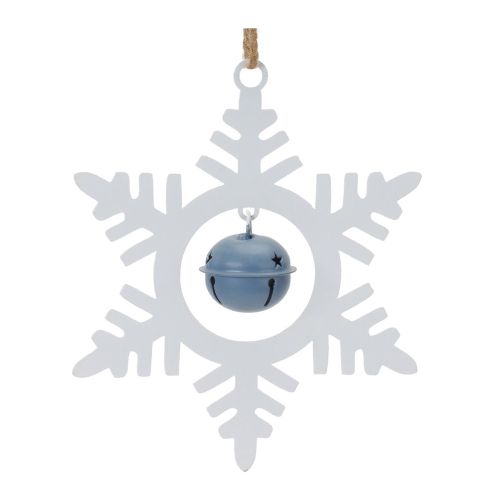 Snowflake Ornament w/Bell (Set of 12) 6.5"H Iron. Picture 1