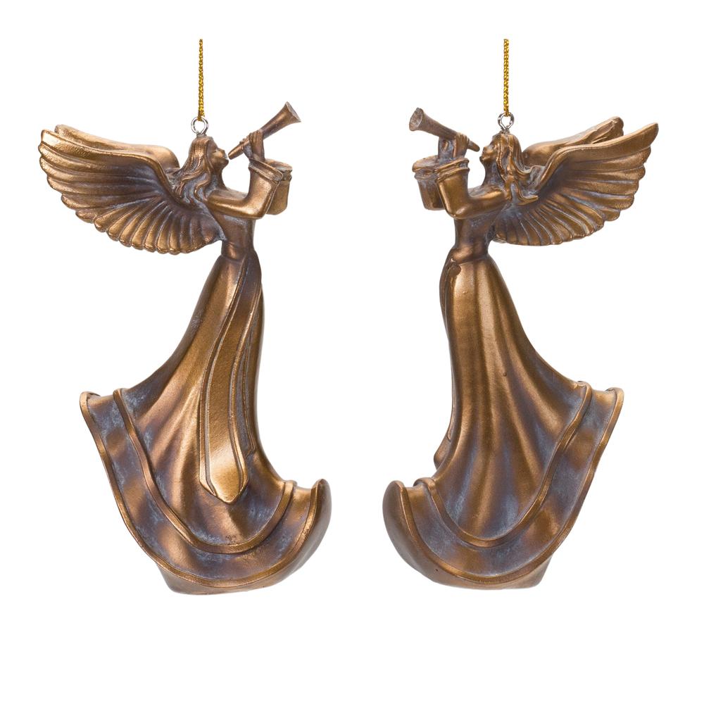 Angel w/Horn Ornament (Set of 6) 5"H Resin. Picture 1