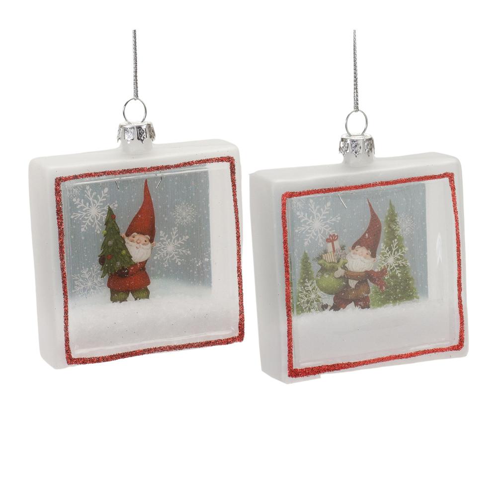 Gnome Ornament (Set of 6) 4"H Glass. Picture 1
