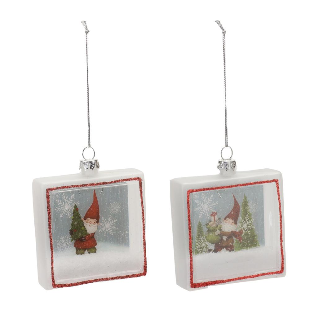Gnome Ornament (Set of 6) 4"H Glass. Picture 2
