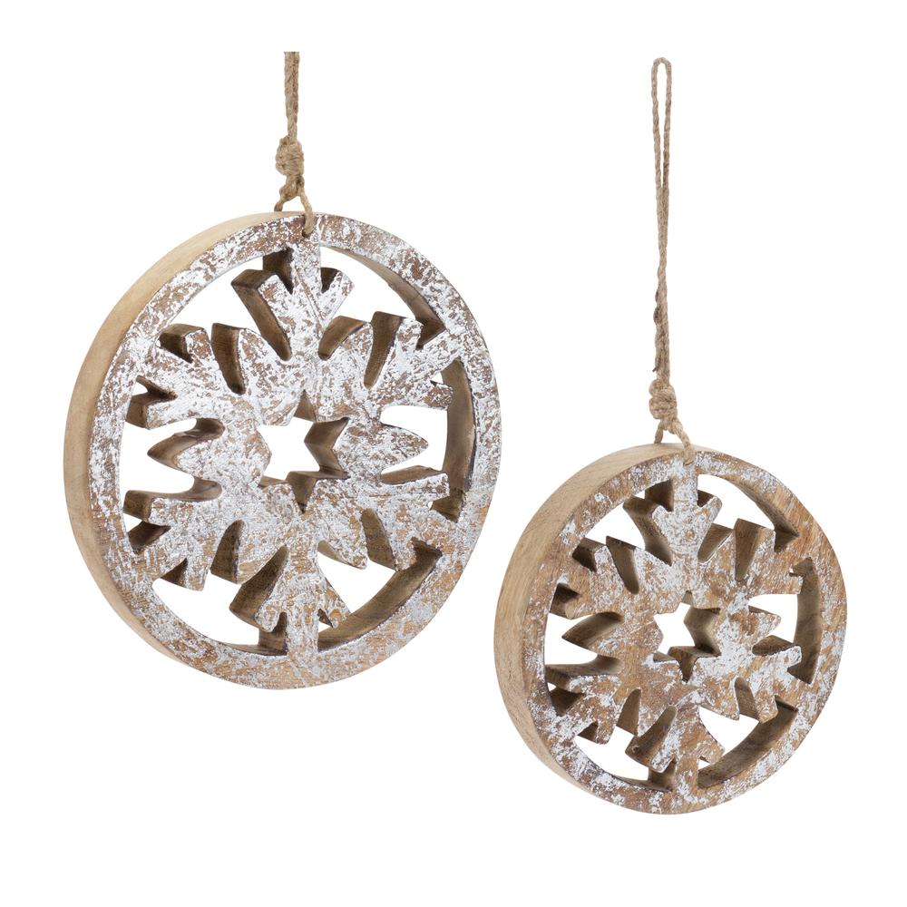 Snowflake Ornament (Set of 12) 6"H, 8"H Wood. Picture 1
