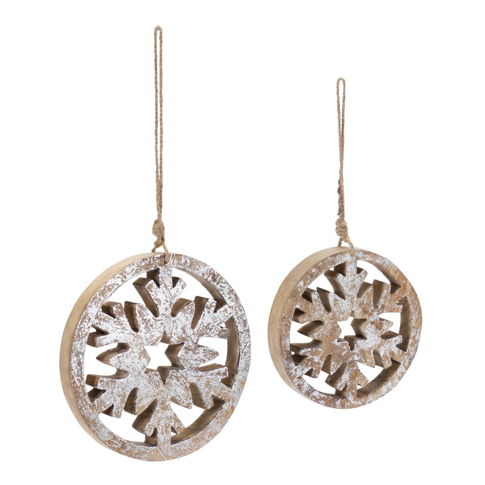 Snowflake Ornament (Set of 12) 6"H, 8"H Wood. Picture 2