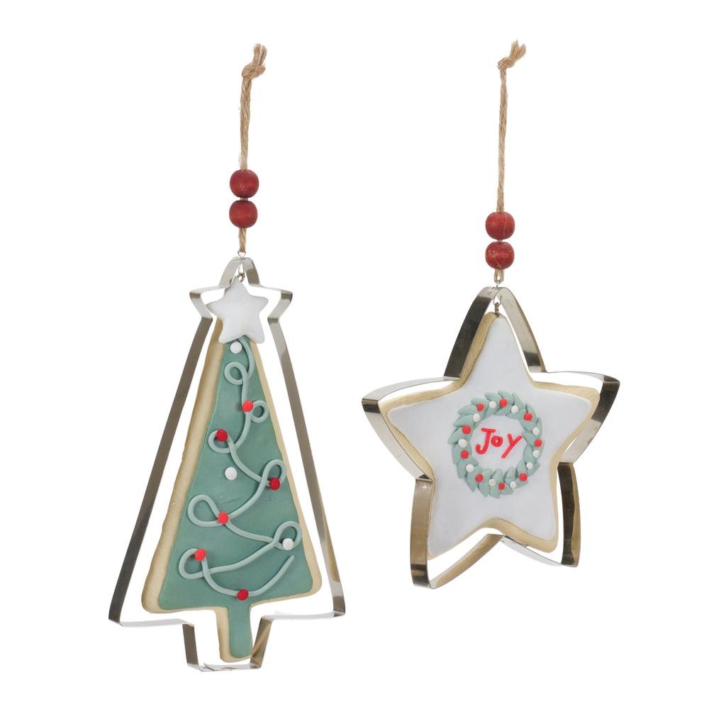 Cookie and Cookie Cutter Ornament (Set of 12) 4.5"H, 6.5"H Clay Dough/Metal. Picture 1
