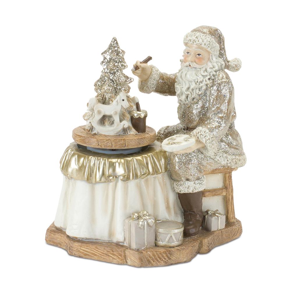 Santa w/Paint Brush (Set of 2) 6.5"H Resin. Picture 1