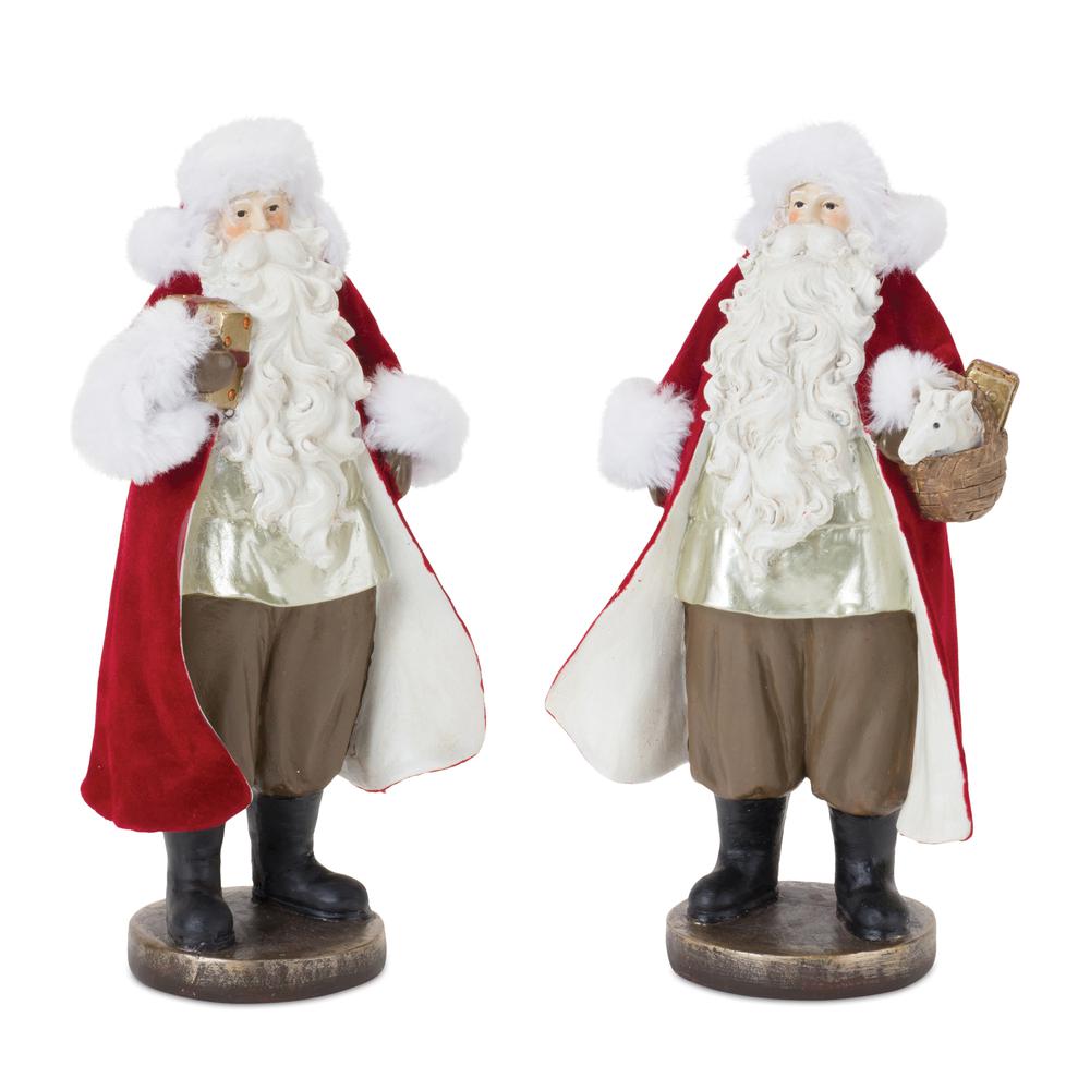 Santa (Set of 2) 9"H Resin. Picture 1