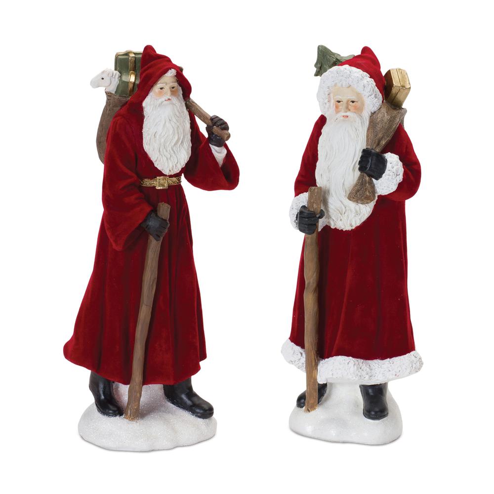 Santa (Set of 2) 12"H Resin. Picture 1