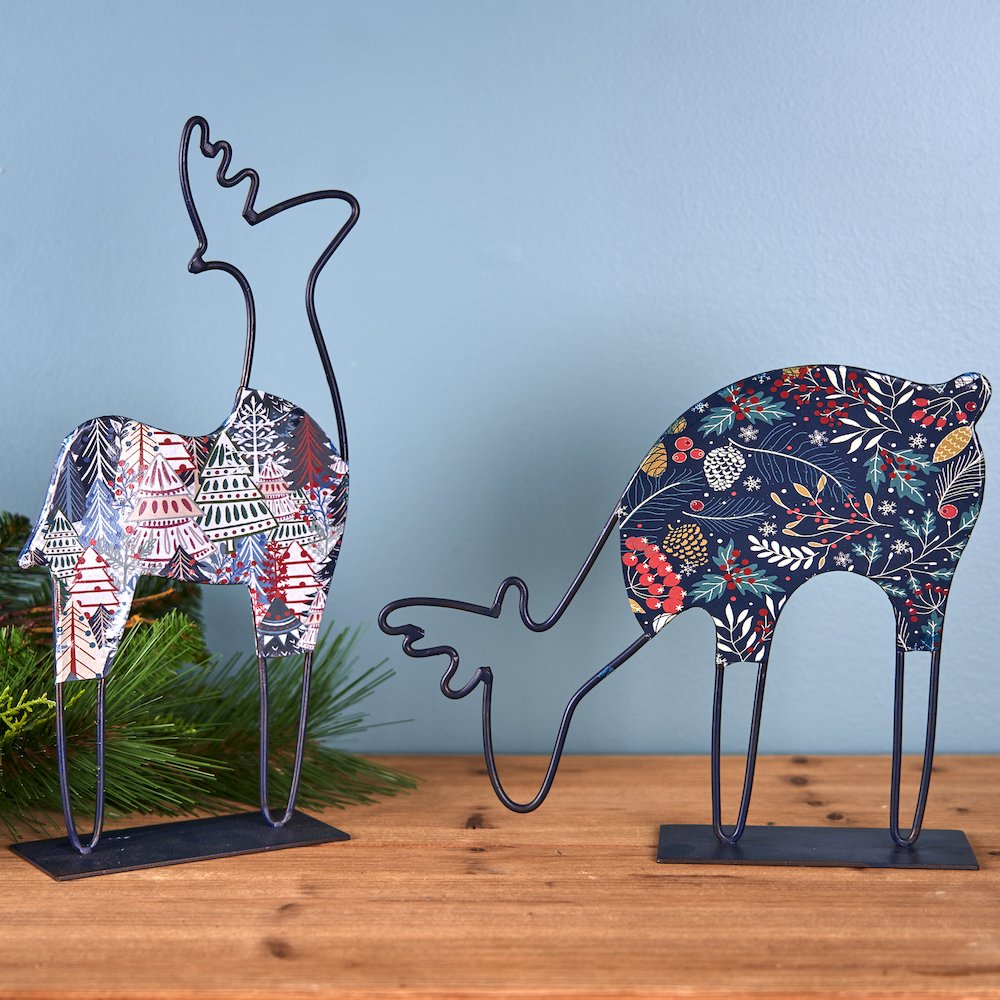 Deer (Set of 2) 9.75"L x 8"H, 6"L x 12"H Iron. Picture 4