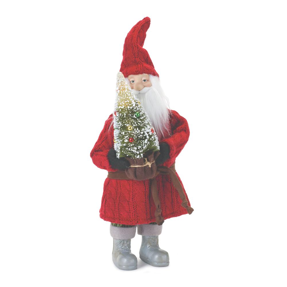 Santa w/Tree 15"H Plastic/Fabric. Picture 1