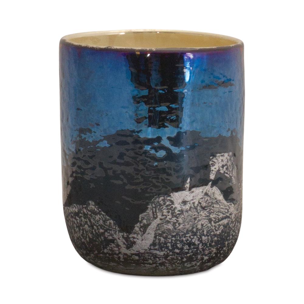 Candle Holder/Vase 4"D x 5"H Glass. Picture 1