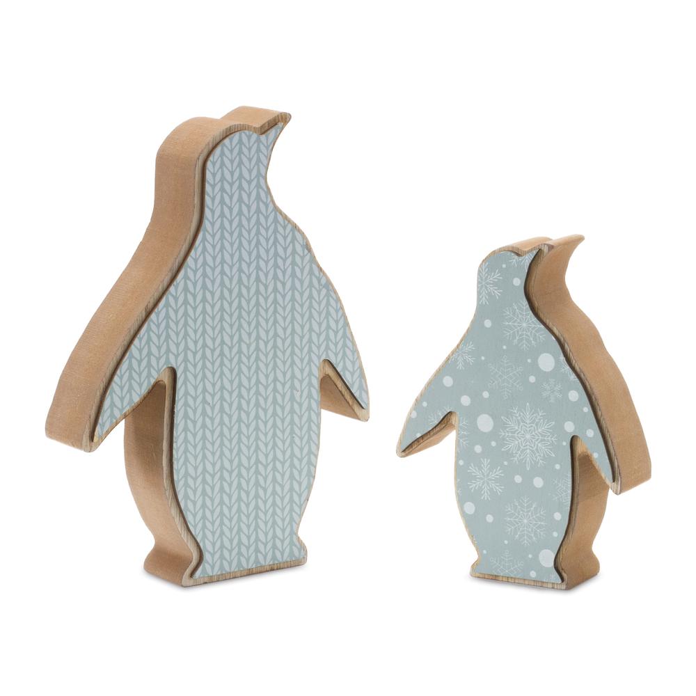 Penguin (Set of 2) 6"H, 8"H Wood. Picture 1