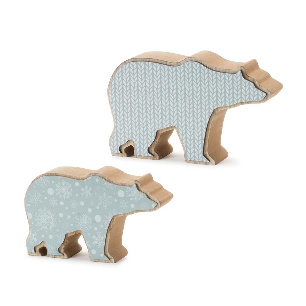Bear (Set of 2) 5"L x 3"H, 6"L x 3.75"H Wood. Picture 1