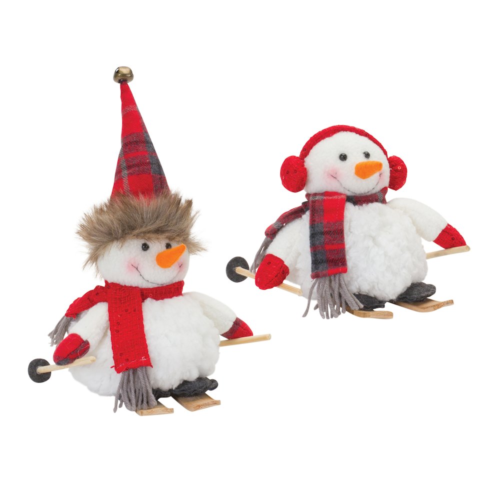 Snowman on Skis (Set of 2) 6"H, 11"H Polyester. Picture 2