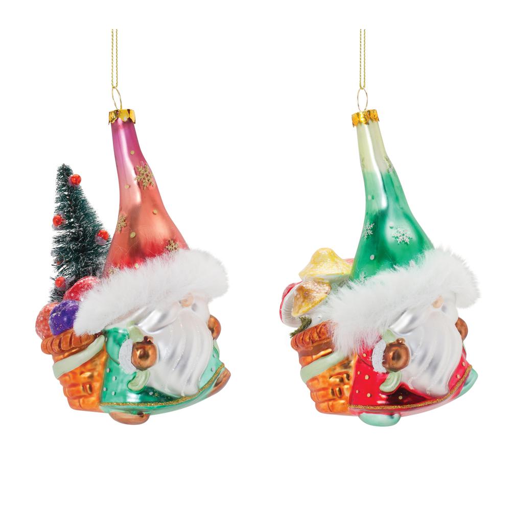 Gnome Ornament (Set of 6) 5.25"H Glass. Picture 1
