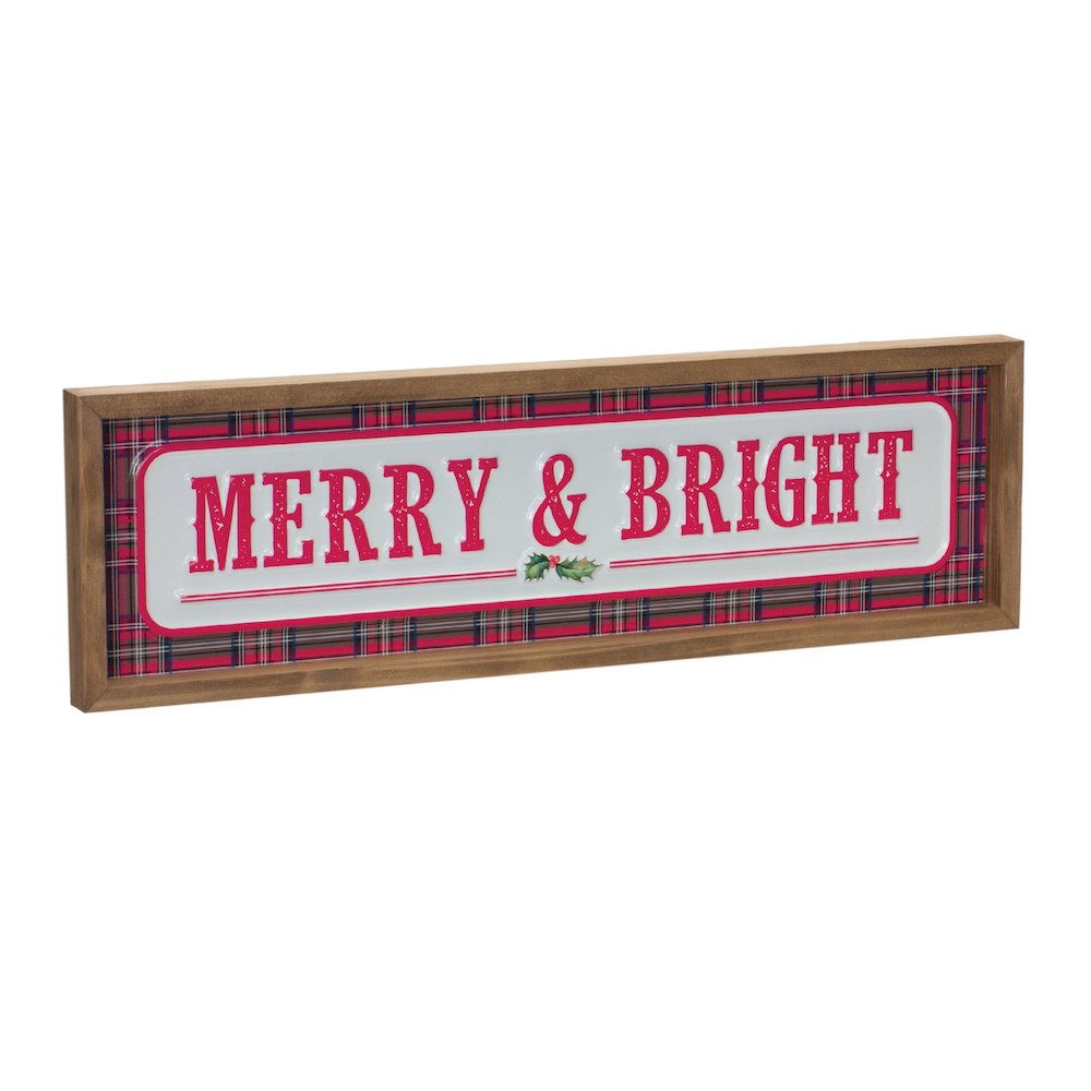 Merry & Bright Sign 19.75"L x 5.75"H MDF/Metal. Picture 2