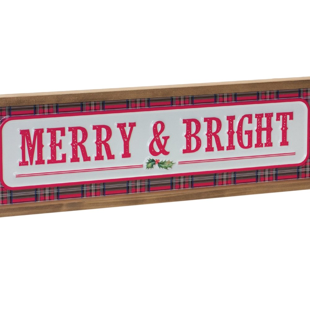 Merry & Bright Sign 19.75"L x 5.75"H MDF/Metal. Picture 1