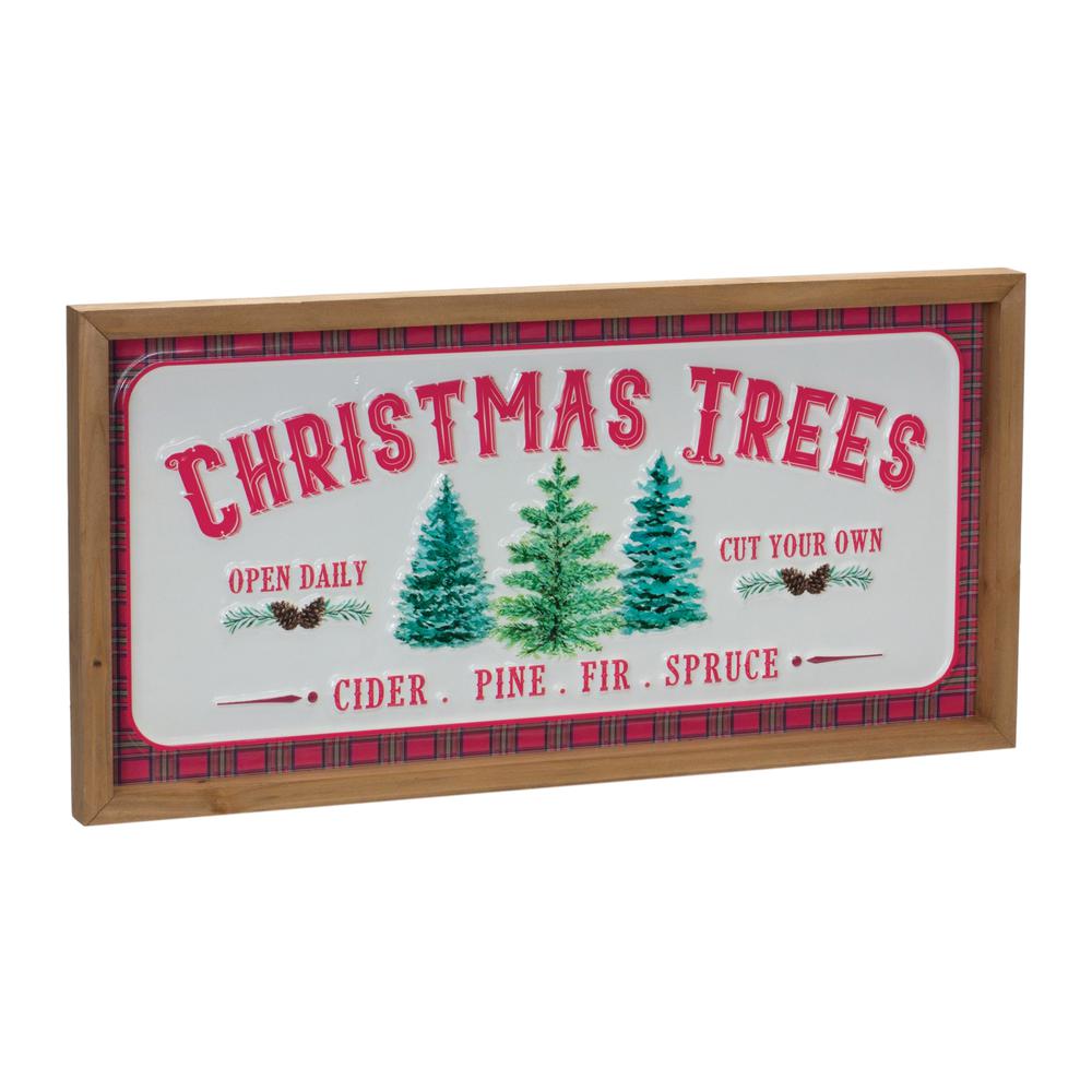 Christmas Tree Sign (Set of 2) 19.75"L x 10"H MDF/Metal. Picture 1