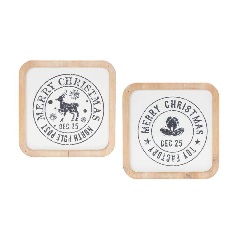 Christmas Mail Stamp Plaque (Set of 12) 5"SQ MDF/Wood. Picture 1