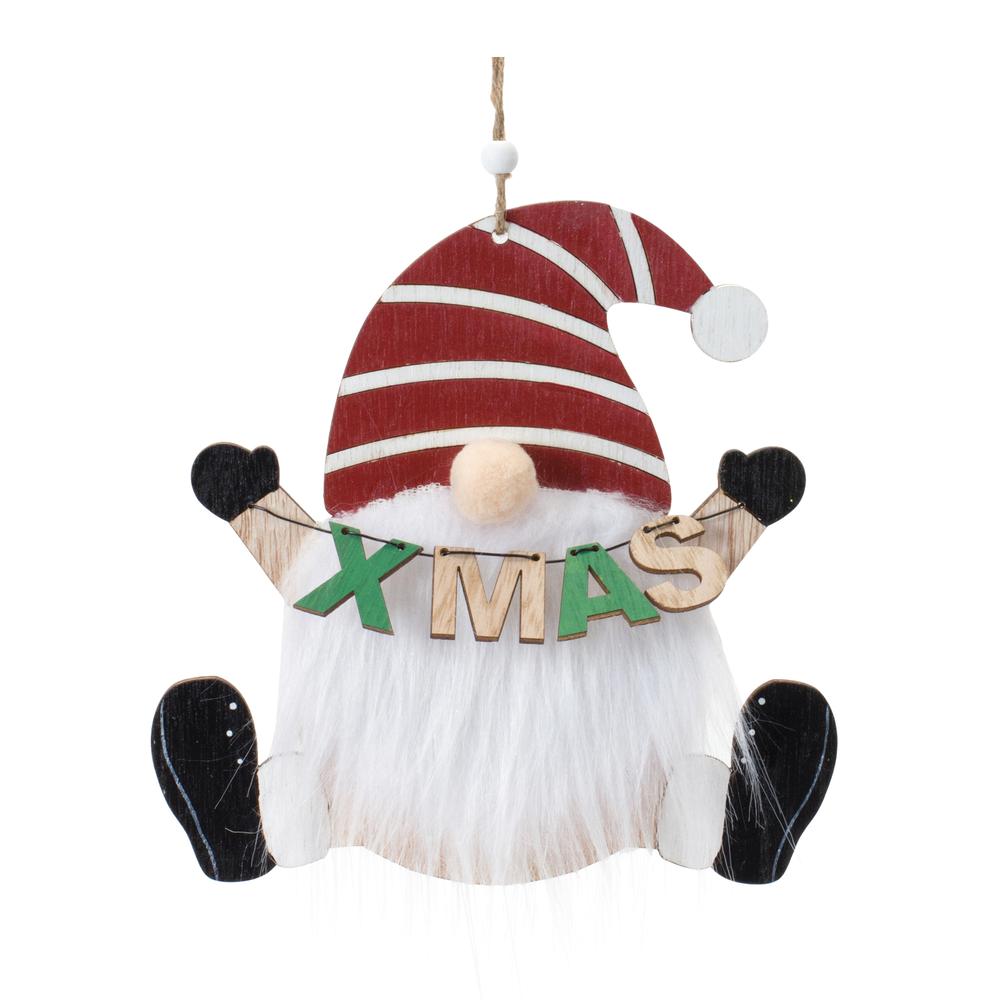 Gnome Ornament (Set of 12) 7"H Wood. Picture 1