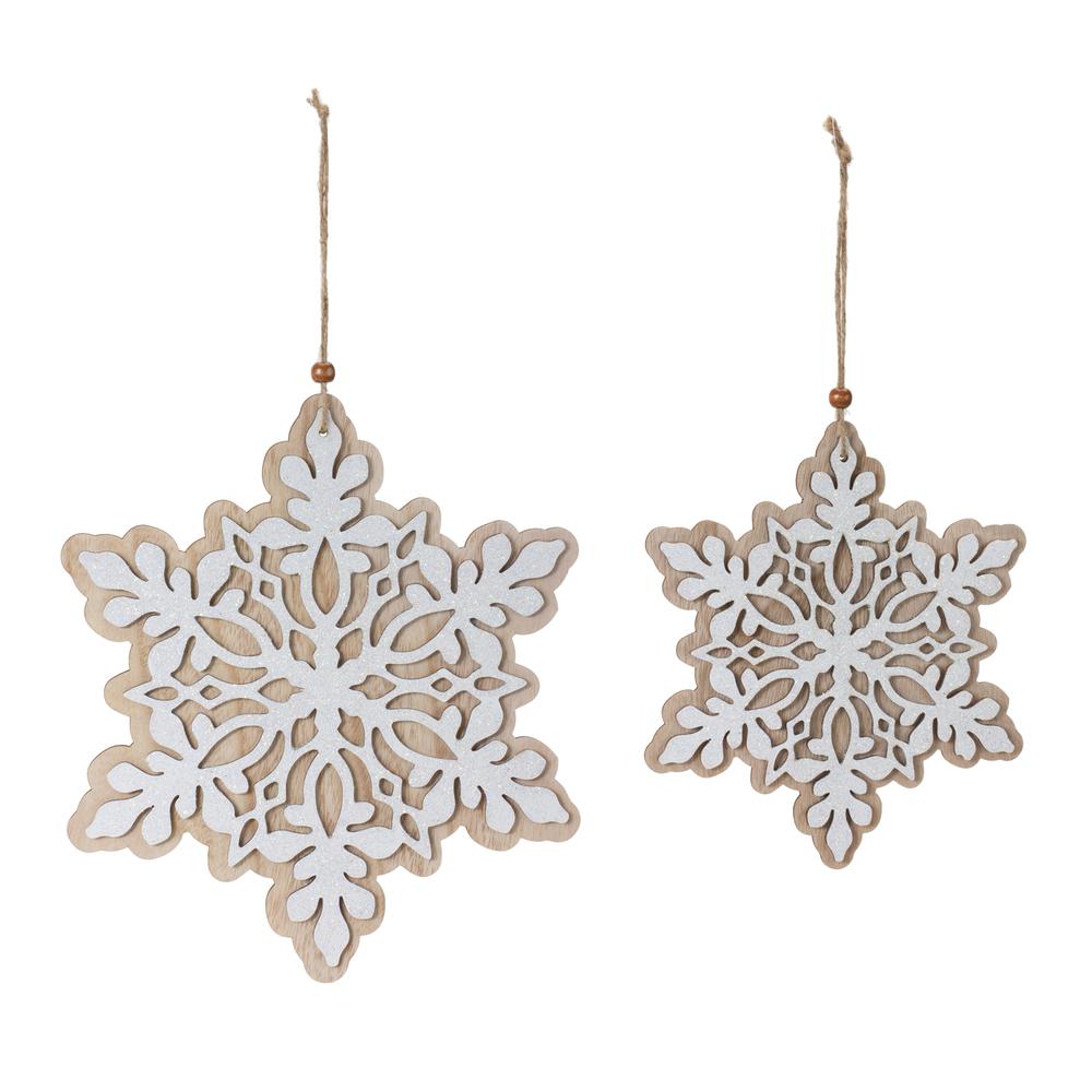 Snowflake Ornament (Set of 24) 7"H, 9"H Wood. Picture 1