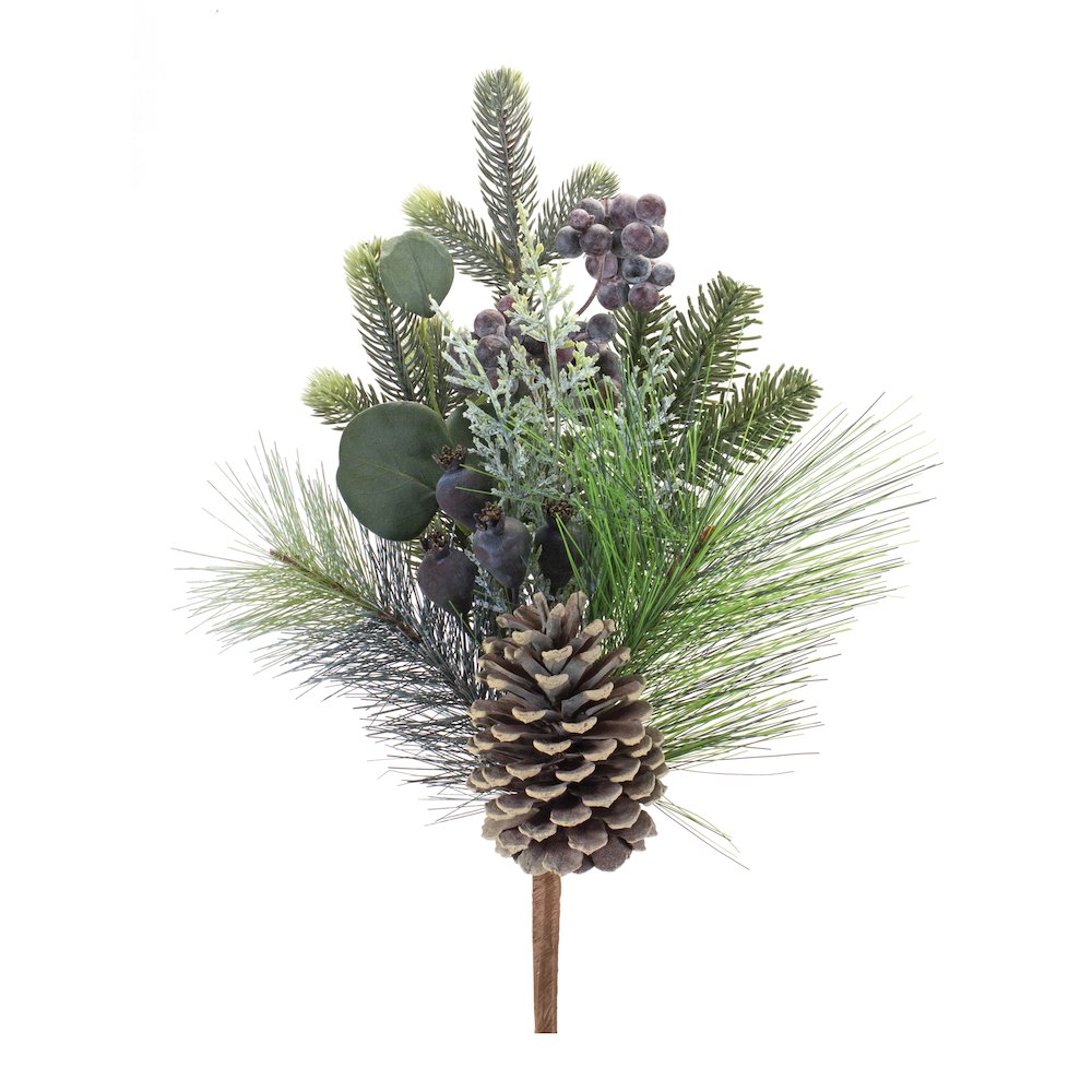 Pine/Berry/Eucalyptus Pick (Set of 2) 18"H Polyester/PVC. Picture 1