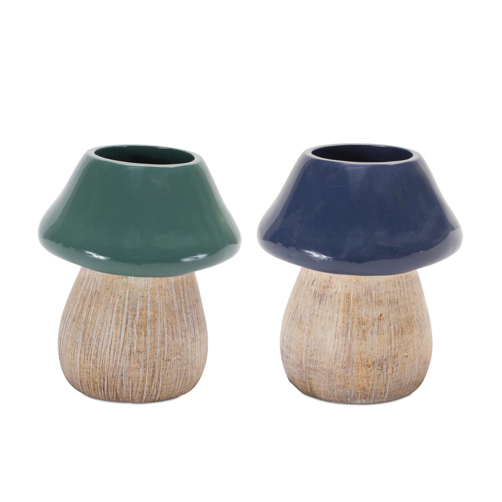 Mushroom Planter (Set of 2) 5.5"H Resin. Picture 1
